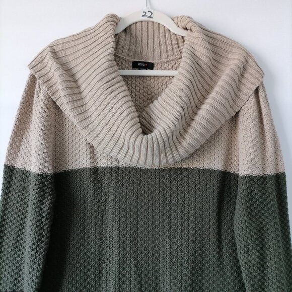 Intro. Womens Multicolor Cowl Neck Colorblock Waffle Knit Sweater Size M - Picture 2 of 7